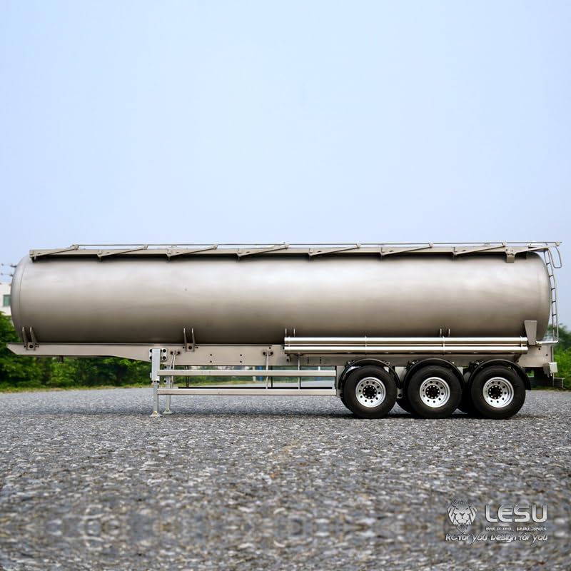 LESU RC Tractor Truck Trailer Metal 40Foot Oil Tank Gas-Tanker Semi Trailer Assembled 1/14 Truck Model