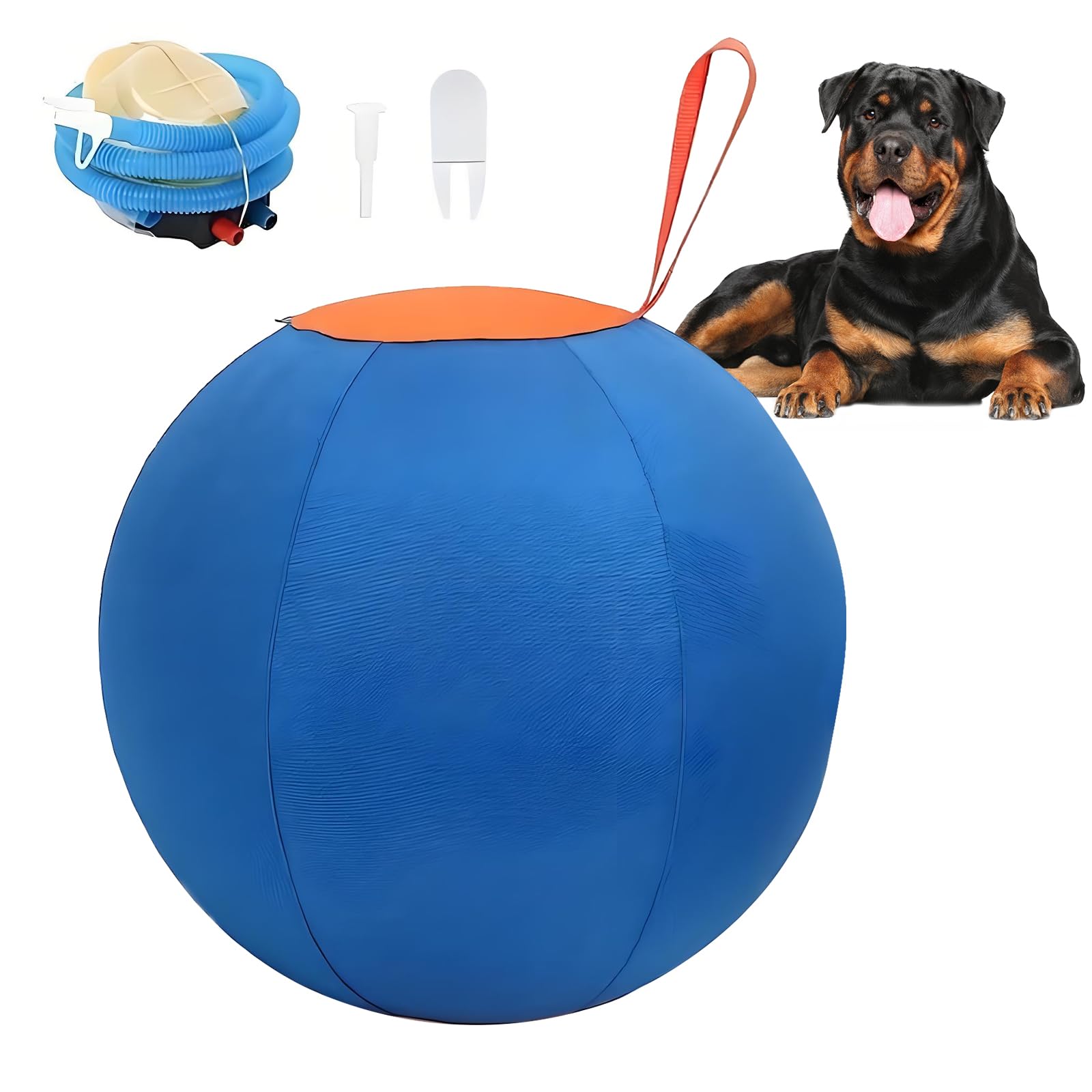 PEAMOO Herding Ball for Dogs,65cm PVC Dog Ball Zippered Herding Ball with Handle Strap and Tabs,Giant Dog Ball for Medium & Large Breeds Outdoor Play & Training (55cm)