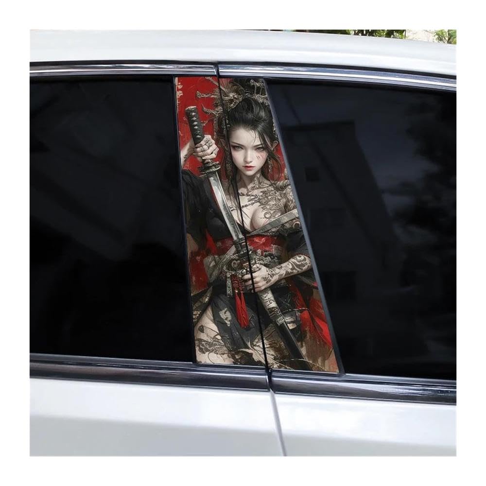 Decorative Items 2pcs Masks Female Samurai Car B-Pillar Waterproof Decal(H)