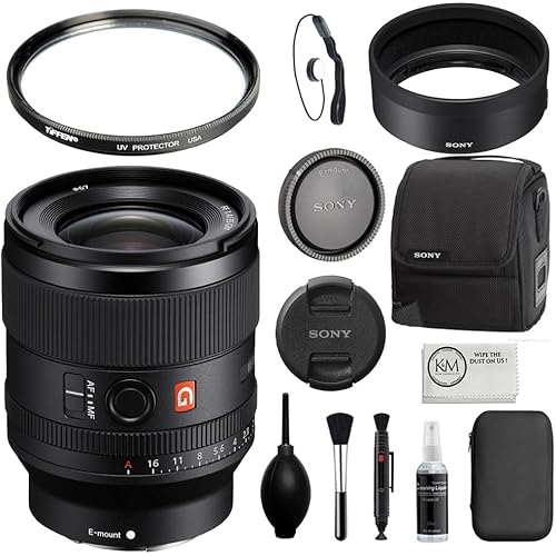 Sony FE 35mm f/1.4 GM Lens Bundled with 67mm UV Filter + Deluxe Camera Cleaning Kit + Lens Cap Keeper + Microfiber Cleaning Cloth (6 Items)