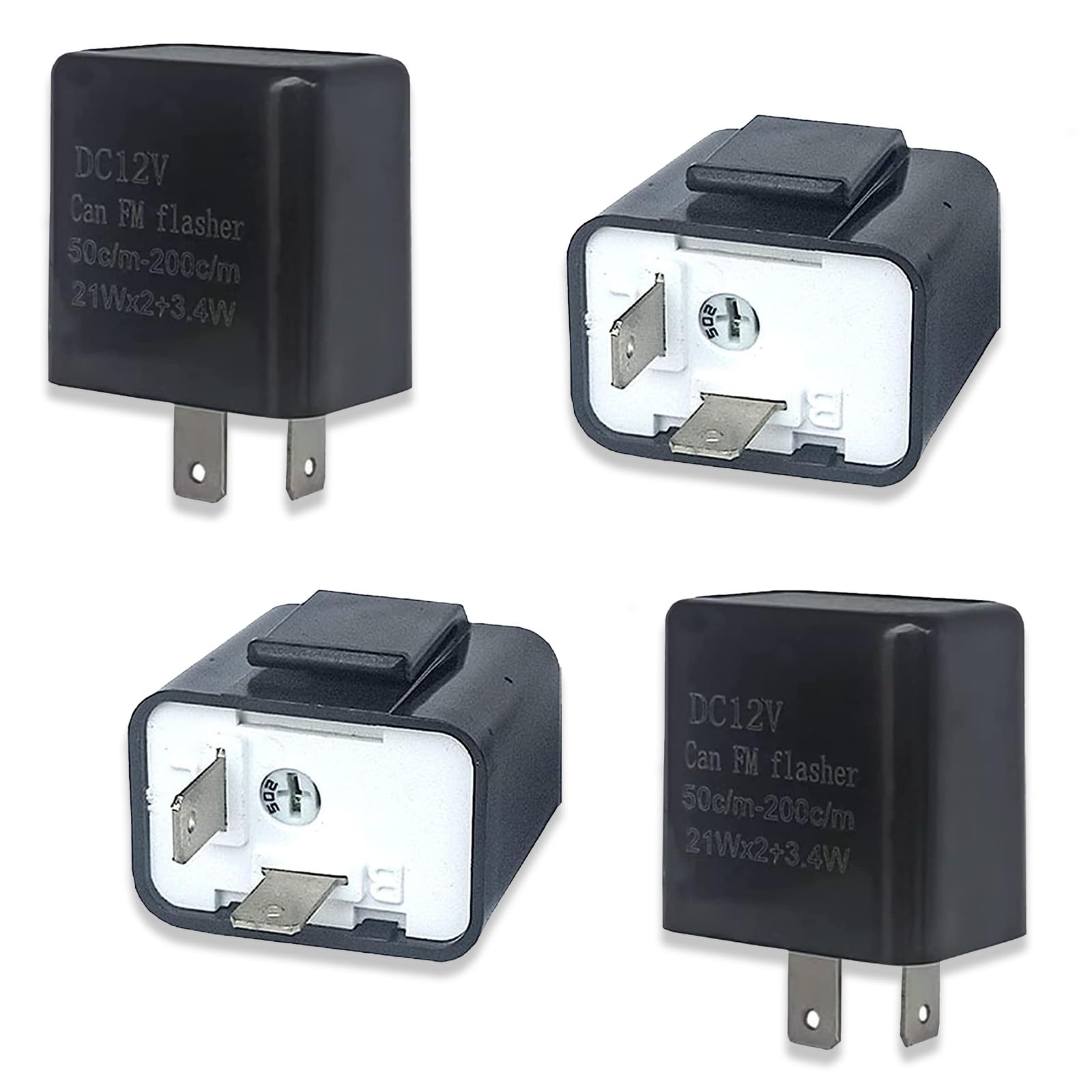 gunhunt Pack-4 LED Flasher Relay, 2 Pin Hazard Warn Flash Relay, 12V Speed Adjustable Relay, Replacement for Most Cars Motorcycles Warning Indicator (Black)