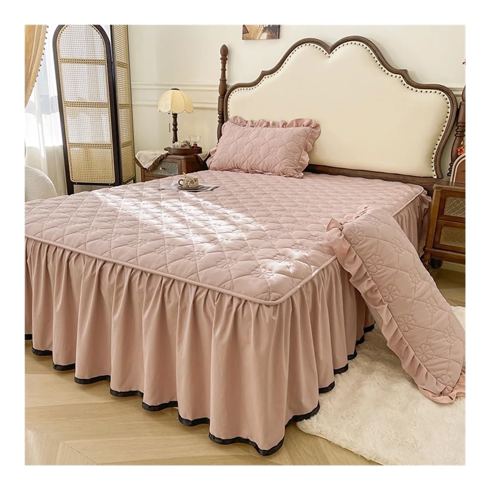 Biancheria da letto trapuntata con volant, per letto king size, queen size, biancheria da letto morbida per materasso (senza federe), king size, 180 x 220 cm