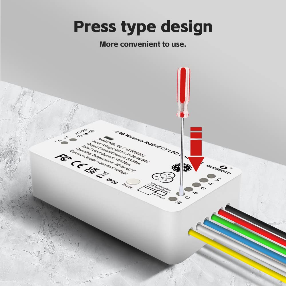 Zigbee Smart LED Strip Controller – RGBCCT Dimmable Controller For 12V-24V Strips, Works With Hue Bridge & Alexa