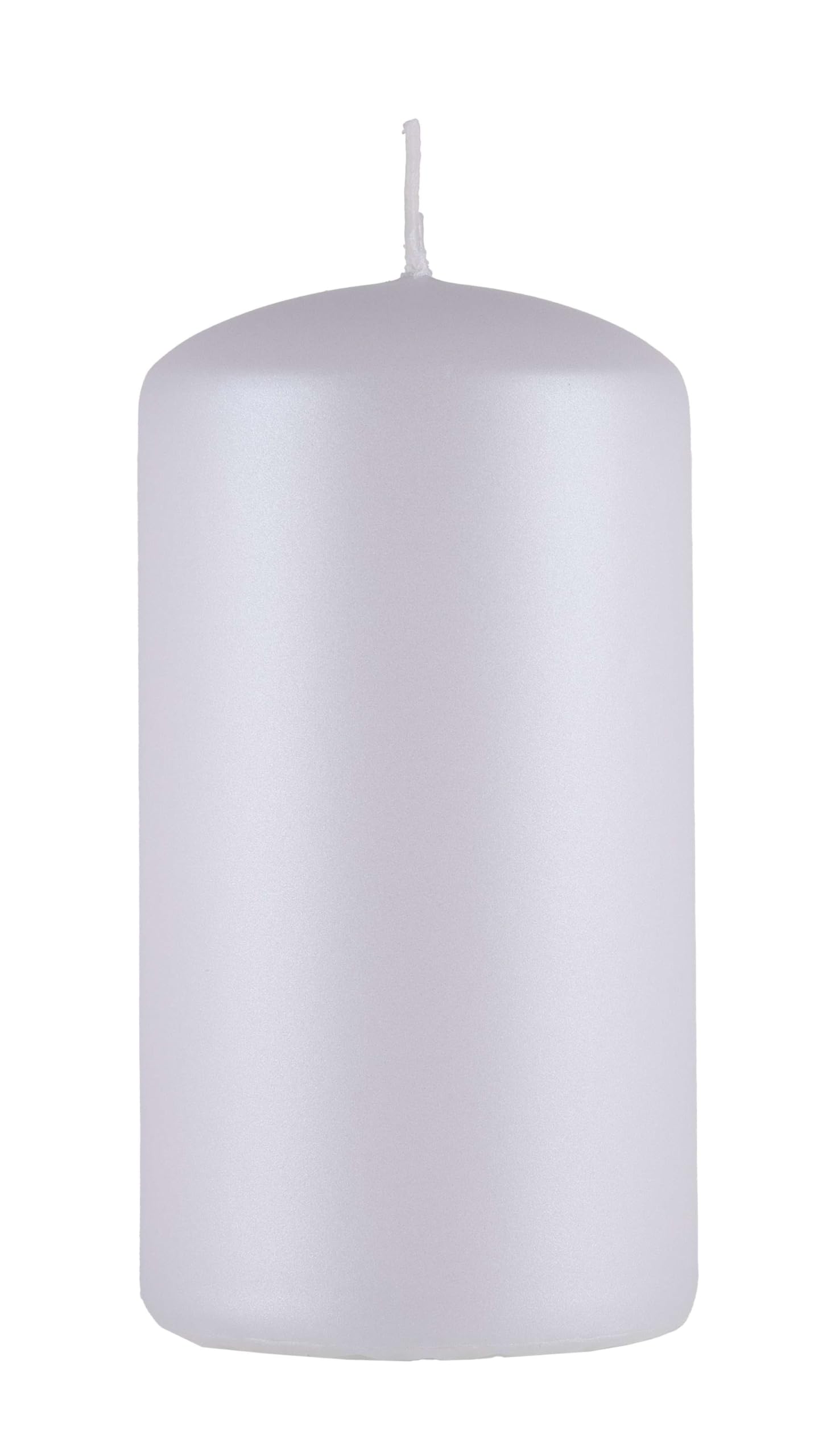 Donau Home Candle Pillar Standard Varnish 60 x 115 mm White Metallic Matt Decorative Candles Wax Paraffin Candle for Decoration
