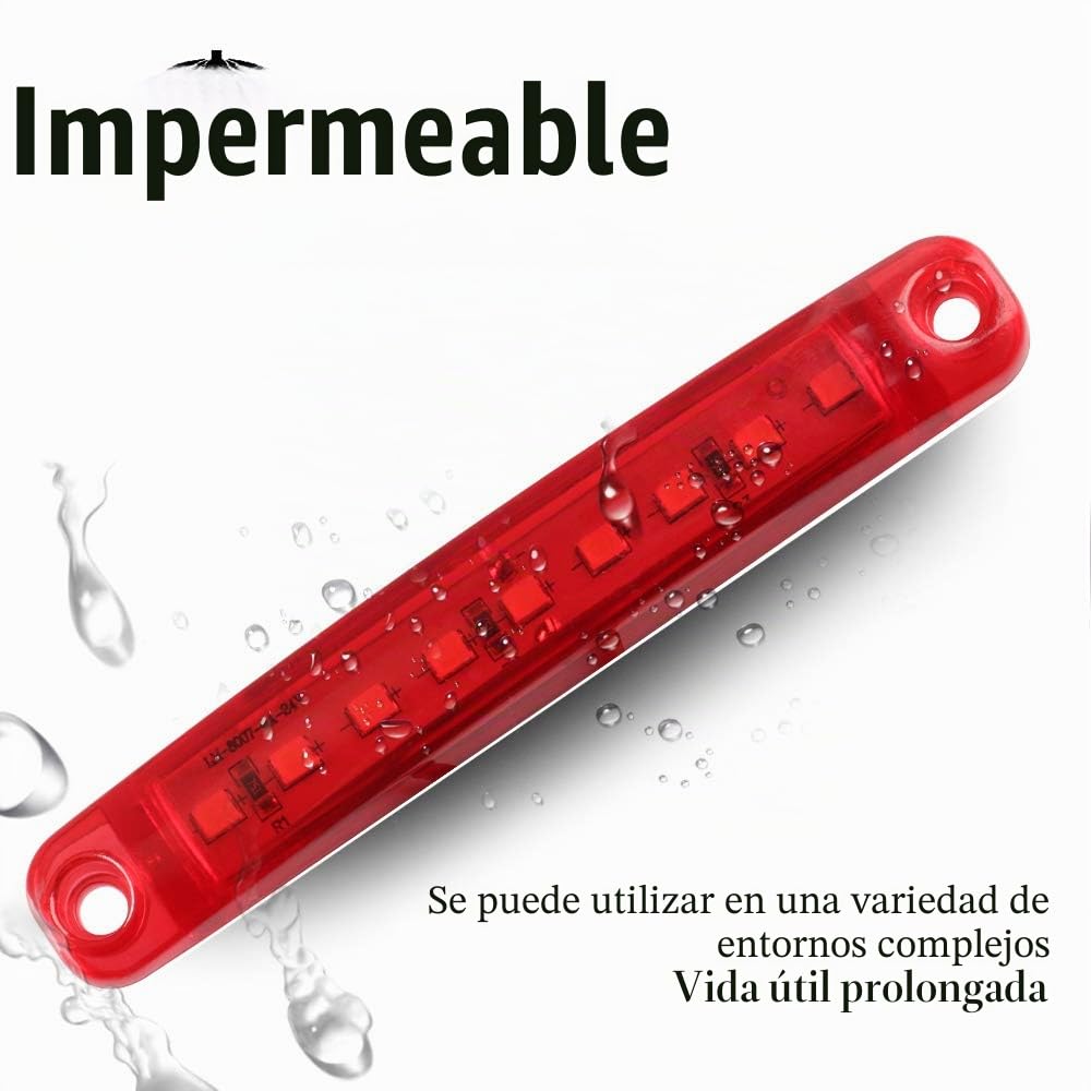 10pcs 9LED 12-24V Súper Brillante Luces de Posición laterales Lámpara - Luz de Posición del Camión -Side Marker Luz de Advertencia del Remolque del Vehículo -Camping Van Remolque Motocicleta(Rojo)