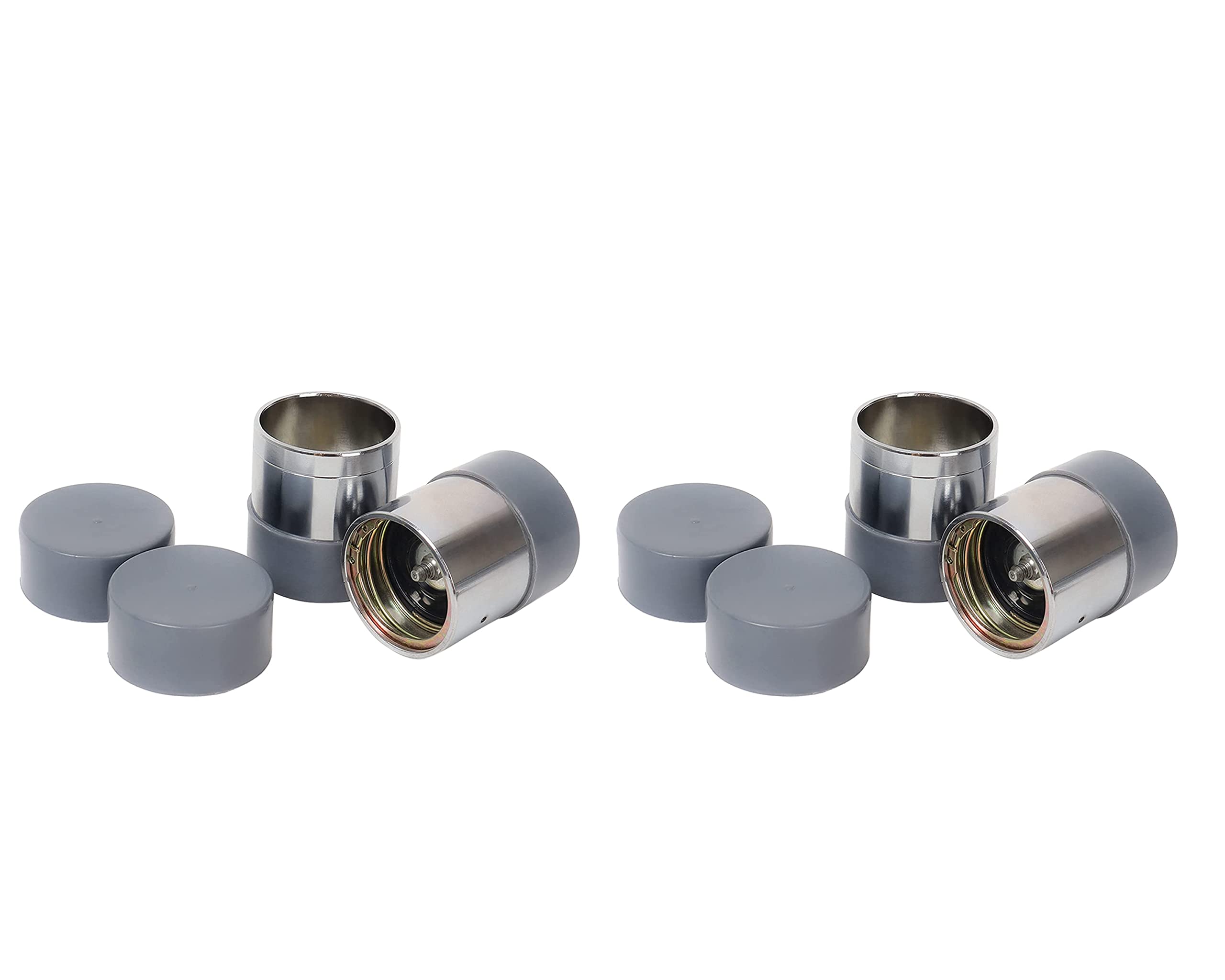 VIRTIONZ 4pc Wheel Bearing Buddy Protectors 1.98 Inch with Protective Bras for Trailer Boat, Chromed, Pair (Comes with Four Extra caps)
