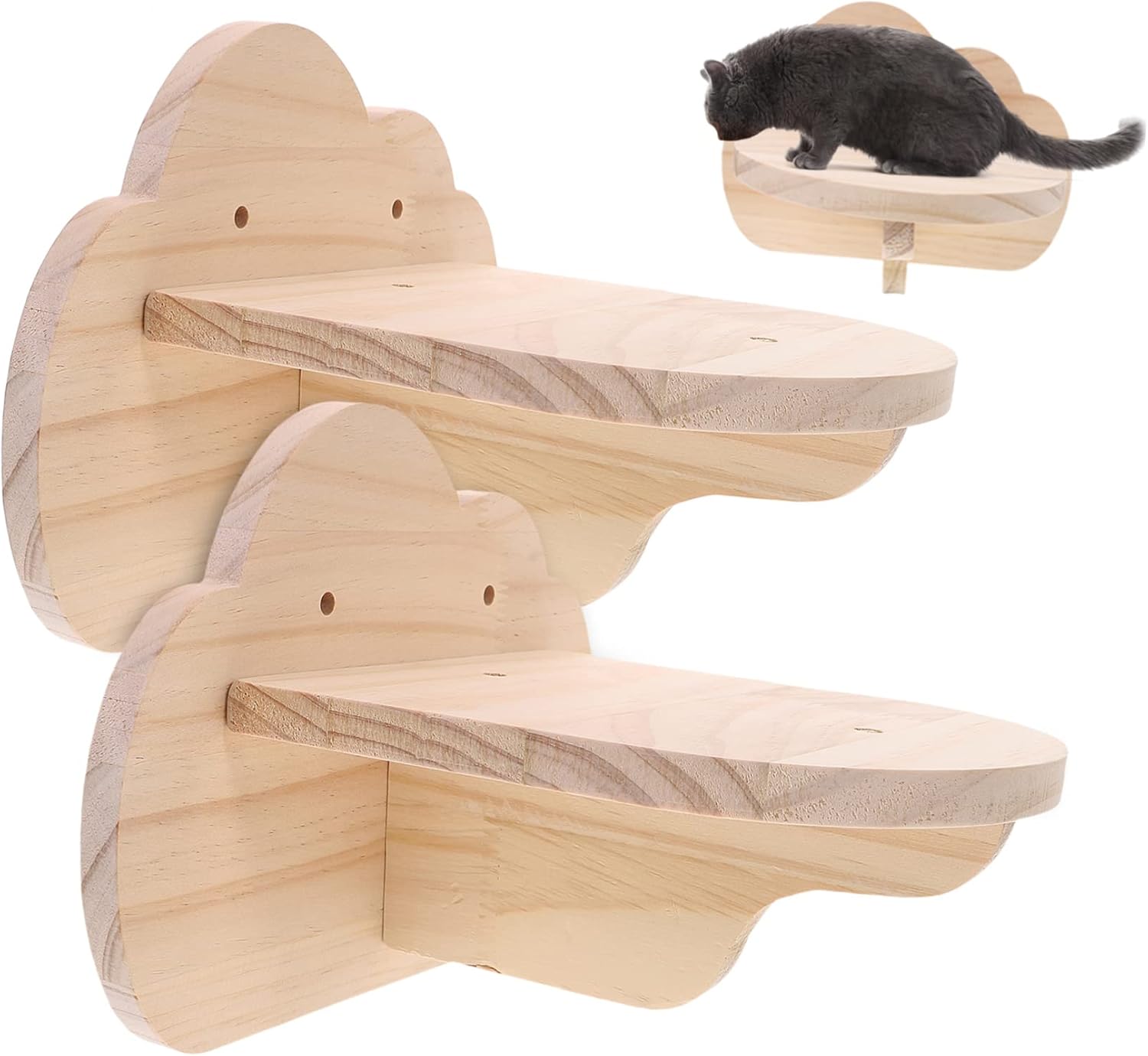 balacoo 2pcs Wooden Cat Ladder Cat Hammock Climber Wall-Mounted Tree Indoor House