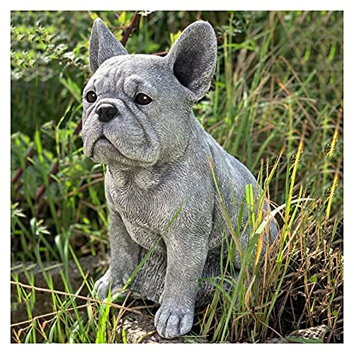 VALINK Statua di Bassotto/Bulldog Francese, Decorazione da Giardino, Artigianato in Resina, Regalo per Amanti dei Cani, Scultura per Patio, Prato, Marrone
