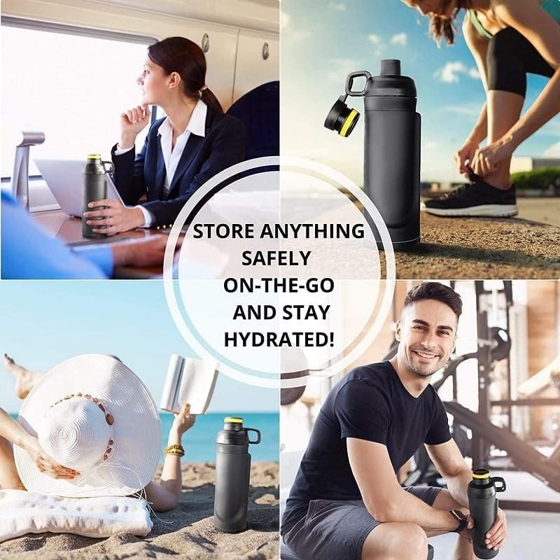 Diversion Safe Water Bottle - Stash Water Bottle with Hidden Compartment for Cards, Keys, Cash, and Valuables - Insulated Bottle for Hot and Cold Drinks- 18oz (Black PP) - Image 4