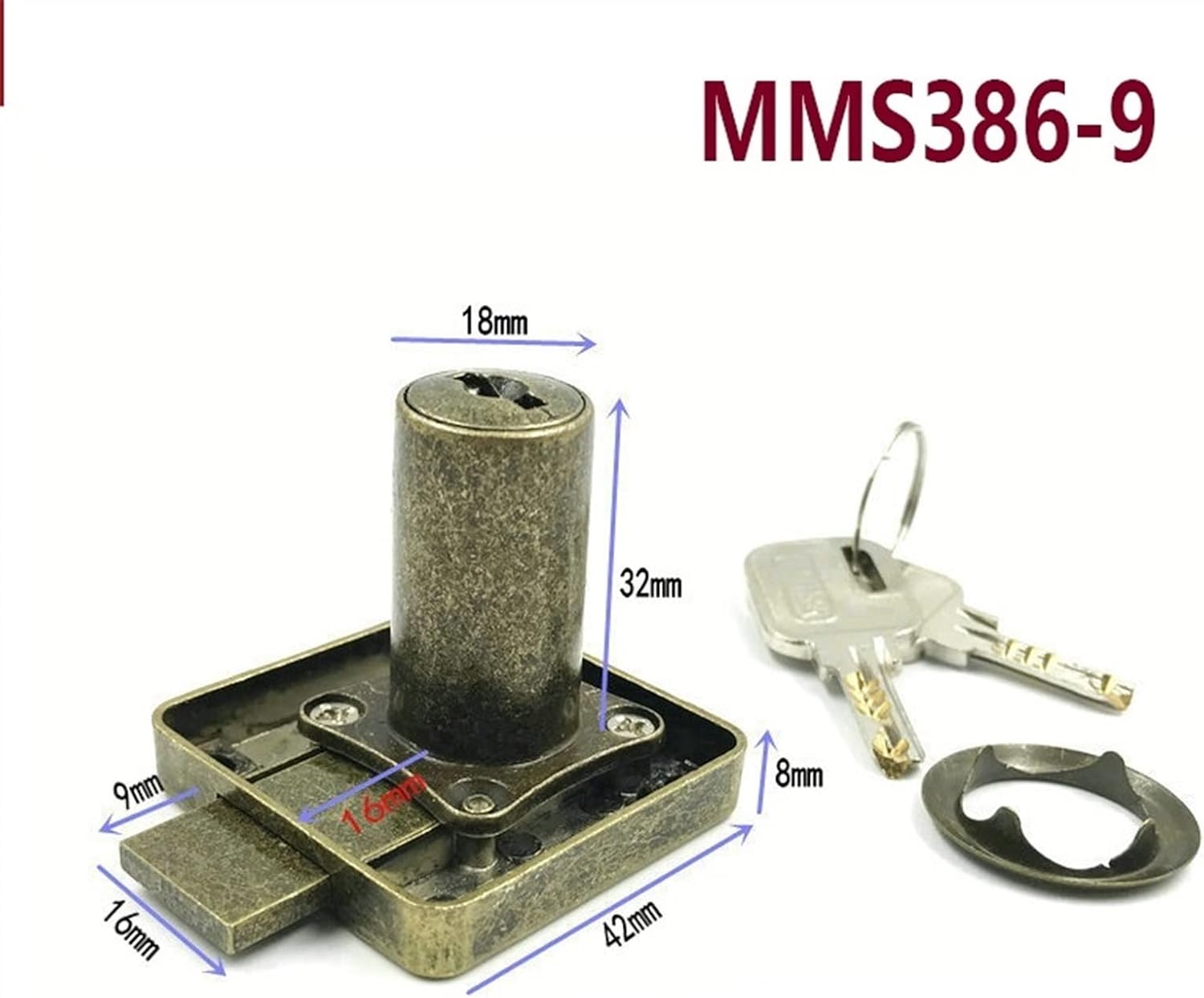 Drawer Lock Bronze with Keys Keyed Different Furniture Hardware MMS386 1Pcs (Color : 1 pcs NO 09)