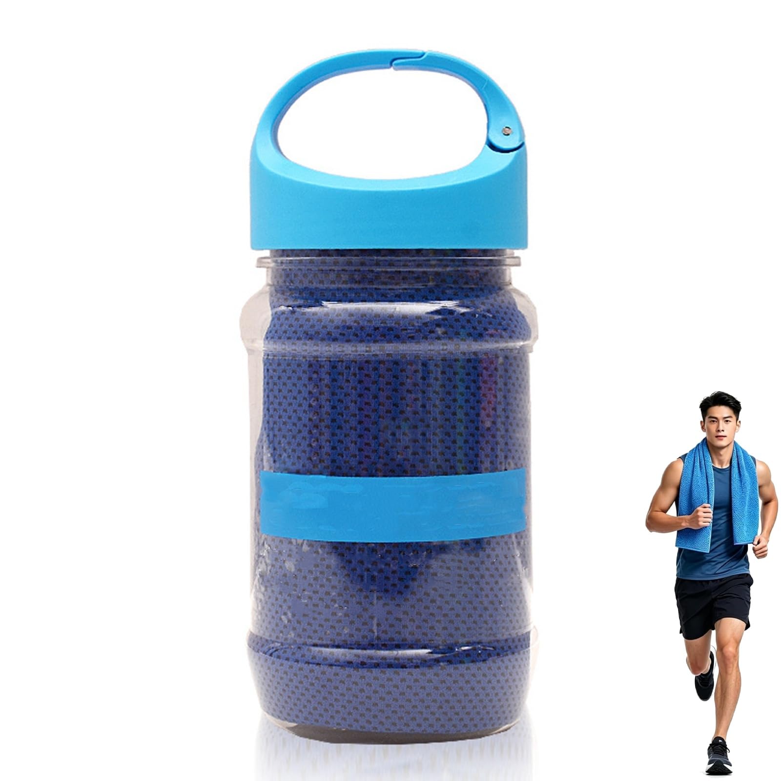 Cooling Towels for Hot Weather, Cooling Bottle Cold Sweat Towel, Quick-Drying Cooling Towels for Neck and Face, Absorbent Cool Towel Bottle Instant Chill Sports Ice Towel for Outdoor Activity (Blue)