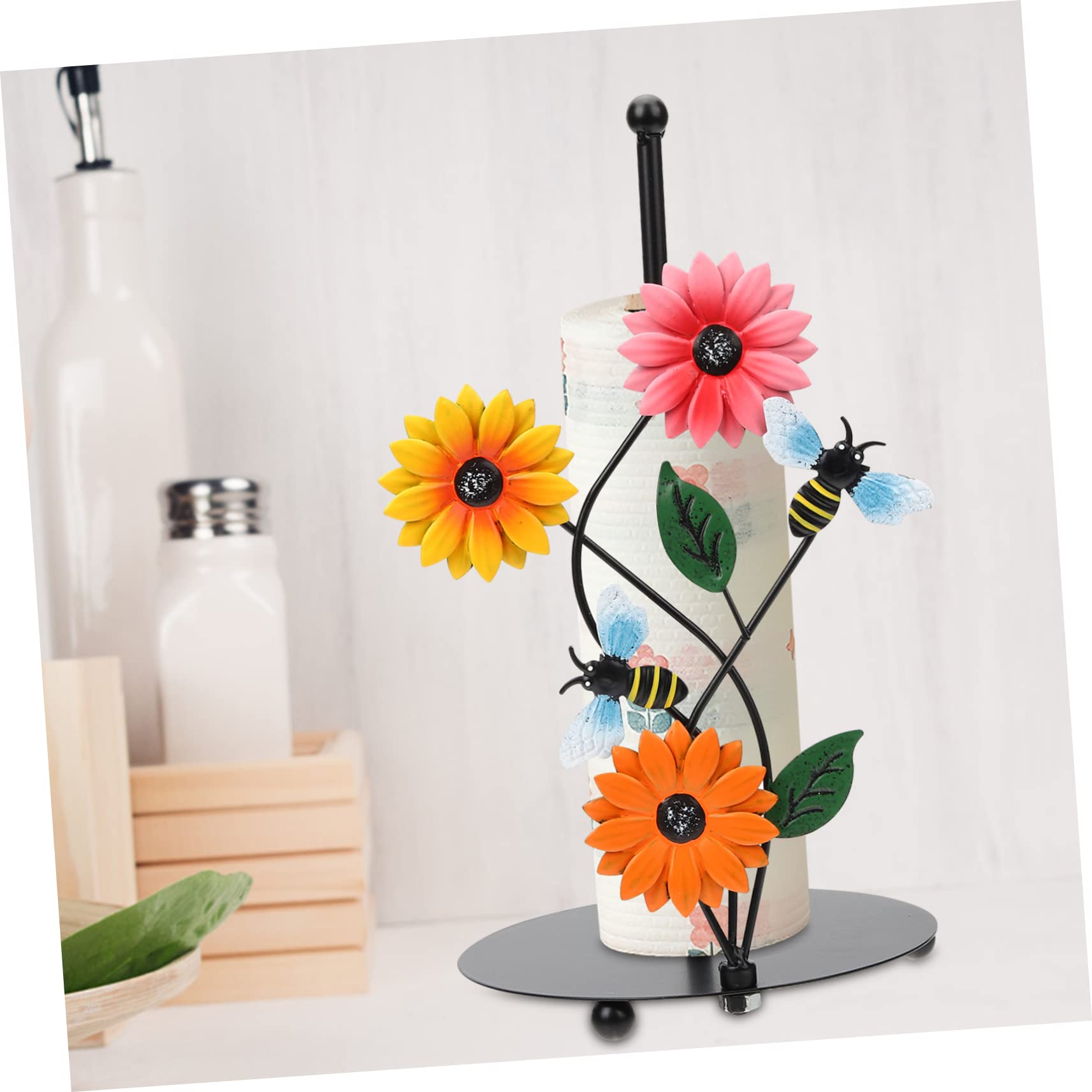 Küchenrollenhalter Aus Papier Sonnenblumen-Design Handtuchhalter Für Küche Stabiler Standfuß Einfaches Entnehmen des Papiertuchs