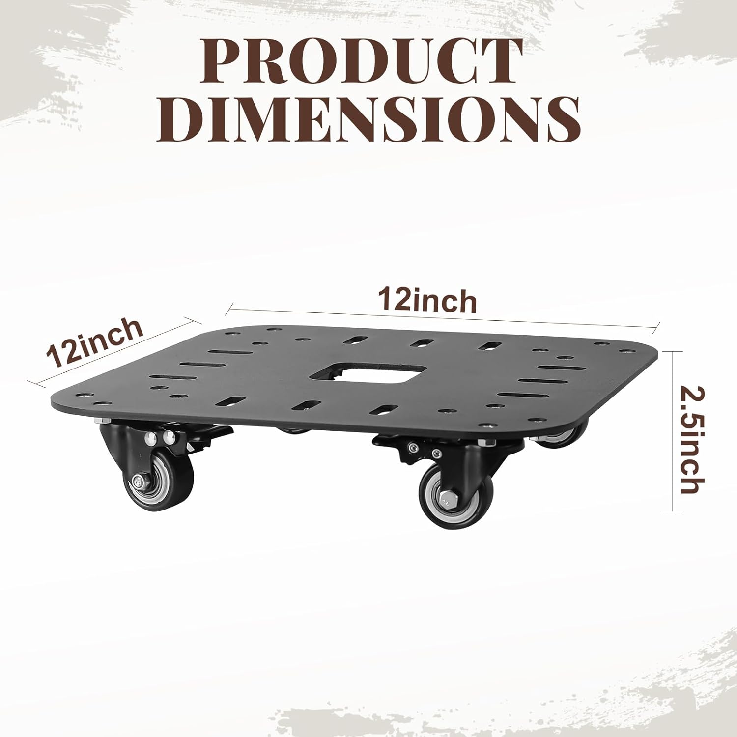 Heavy Duty Plant Caddy with Wheels,4mm Thick Carbon Steel Rolling Plant Stand,12‘’ Square Plant Holder Coaster Trolley,Planter Mover Rollers Base,Holds up 550lbs Planter