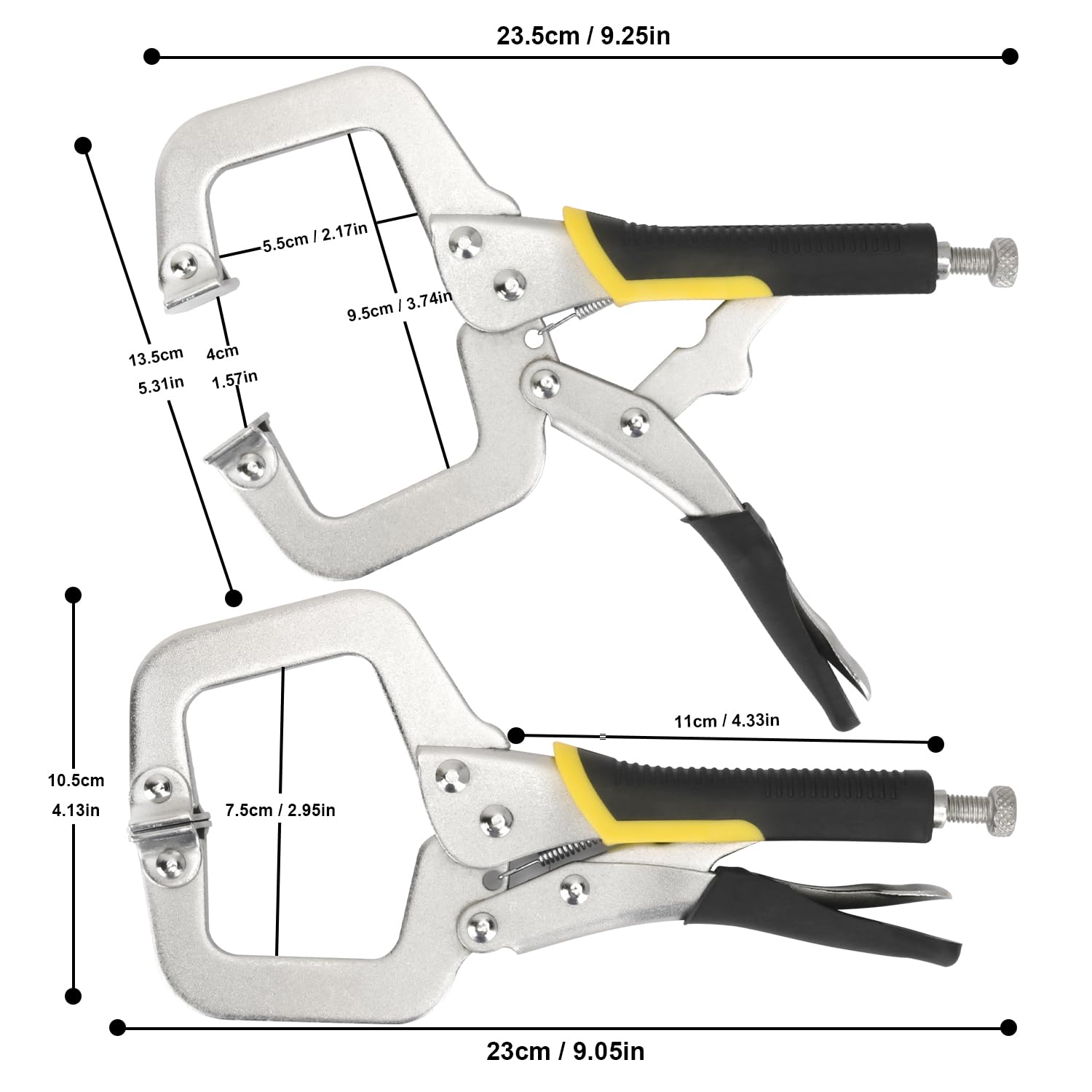 5 Pack 9 Inch C Clamp Locking Pliers,Locking C Clamp, Adjustable Nickel Plated C Pliers For Wood Working, Welding, Electrician Maintenance and more, by GENHAKON