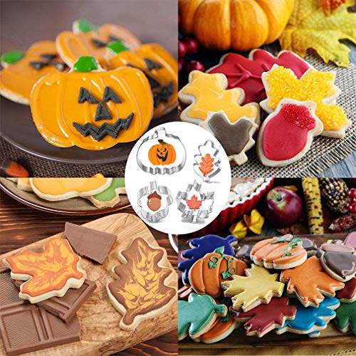 HIQE-FL Herbst Ausstecher,Ausstecher Kürbis mit Gesicht,Blatt Ausstecher,Edelstahl Ausstechformen Set für Kinder… - Image 8