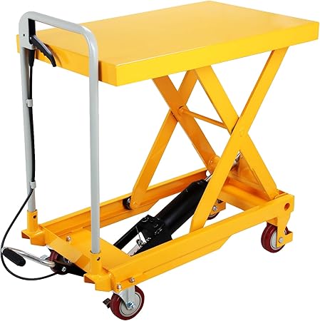 Hydraulic Lift Cart, 9" to 28.5" Lifting Height 500lbs Capacity Lift Table Cart with Foldable Handle and 4 Wheels, Manual Scissor Lift Table Fits for Material Handling and Elevating