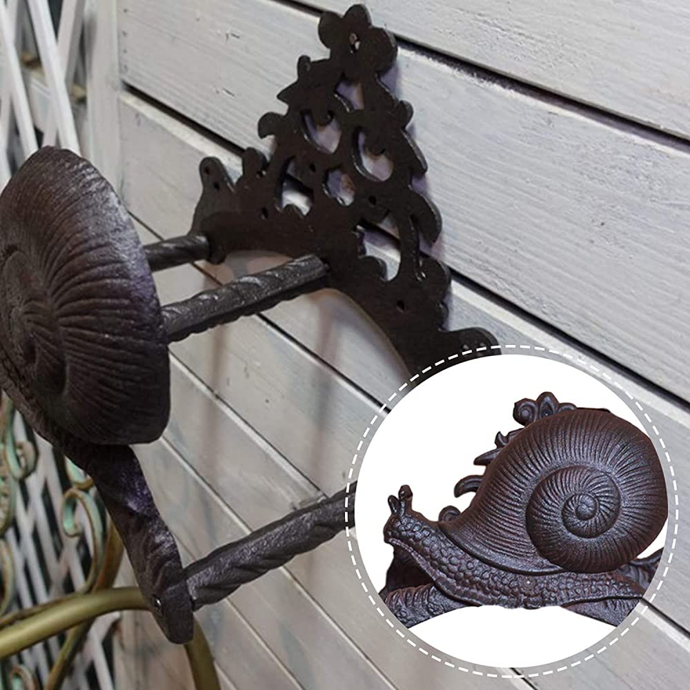Soporte retro de hierro fundido para manguera de jardín, marco de manguera de jardín, estante de almacenamiento de pared, soporte de manguera de metal para almacenamiento de mangueras de