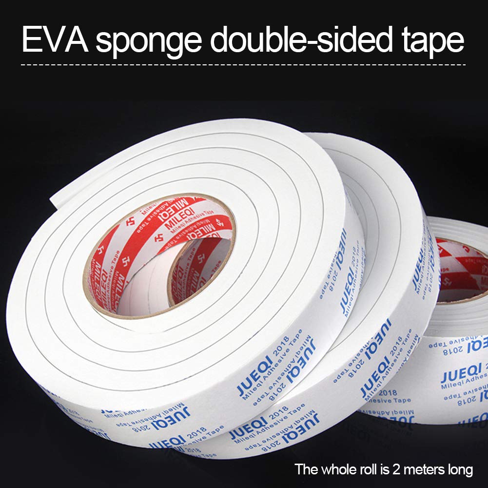 Ruban éponge double face en mousse EVA 5 mm d'épaisseur Blanc Joint autocollant 1 cm x 2 m