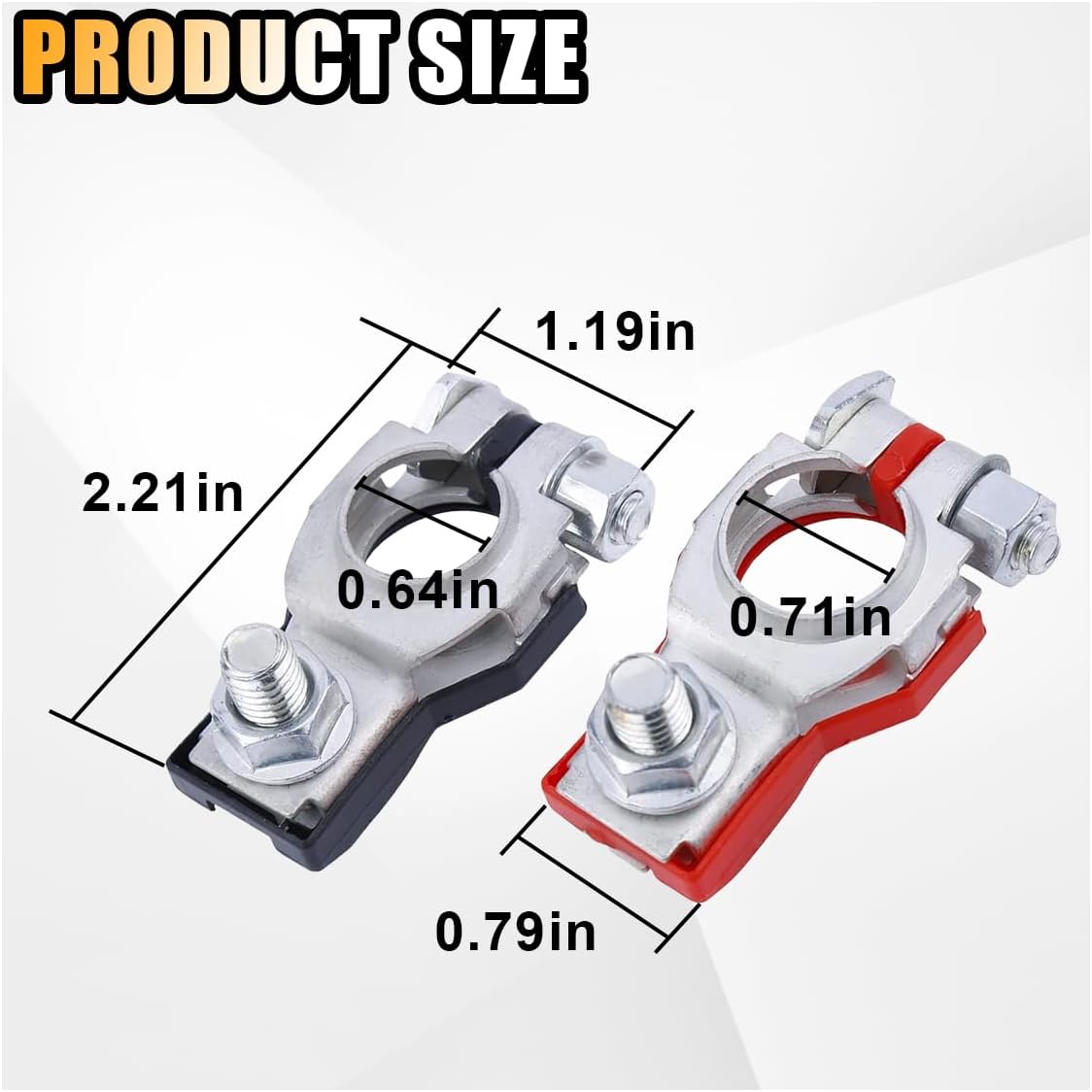 GLSOWEE Battery Terminal Connector, Positive and Negative 1 Pair, Silver | Galvanized Iron Material, Top Post Battery Cable Terminal Adapter, Includes 2 Washers, Fit for SUV Van Motorcycle