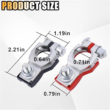 GLSOWEE Battery Terminal Connector, Positive and Negative 1 Pair, Silver | Galvanized Iron Material, Top Post Battery Cable Terminal Adapter, Includes 2 Washers, Fit for SUV Van Motorcycle
