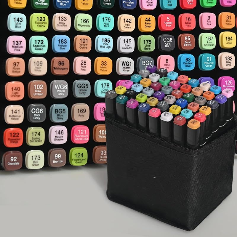 Image of Corslet 61 Pcs Art Marker Set, 48 Dual Tip Alcohol Markers, 12 Acrylic Paint Markers with Marker Pad, Drawing Markers, Sketch Pens, Coloring Markers, Art Supplies for Artists, Kids and Adults