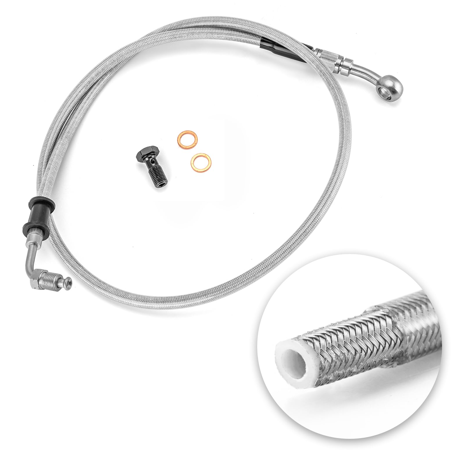 Mofun 36" Extended Length ABS Upper Stainless Steel Hydraulic Front Brake Line Kit For 12-14" Handlebar Compatible with Harley Softail Street Bob 2018