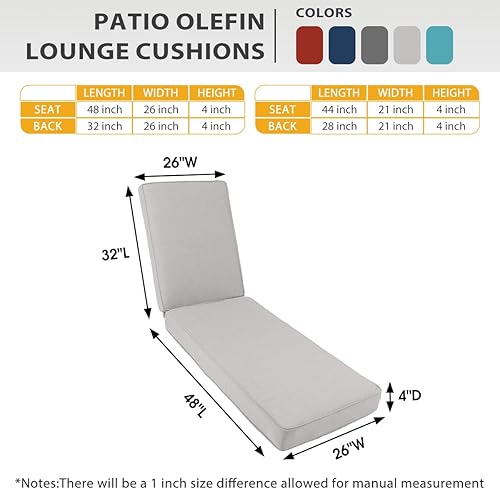 Miniatura 3 de Sundale Outdoor Cojines para tumbona de olefina resistentes al agua, para exteriores e interiores, con correas ajustables, perfectos para patio,