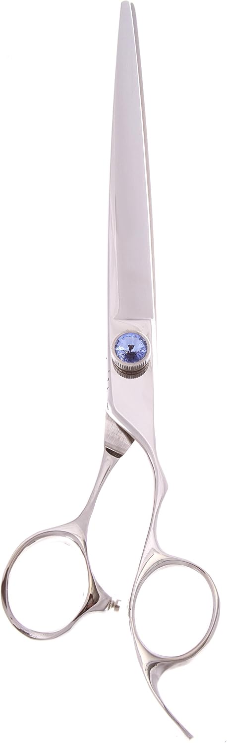 ShearsDirect Professional Curved Cutting Shears Off Set Handle Design with Anatomic Thumb and Gem Stone Tension, 9.0-Inch