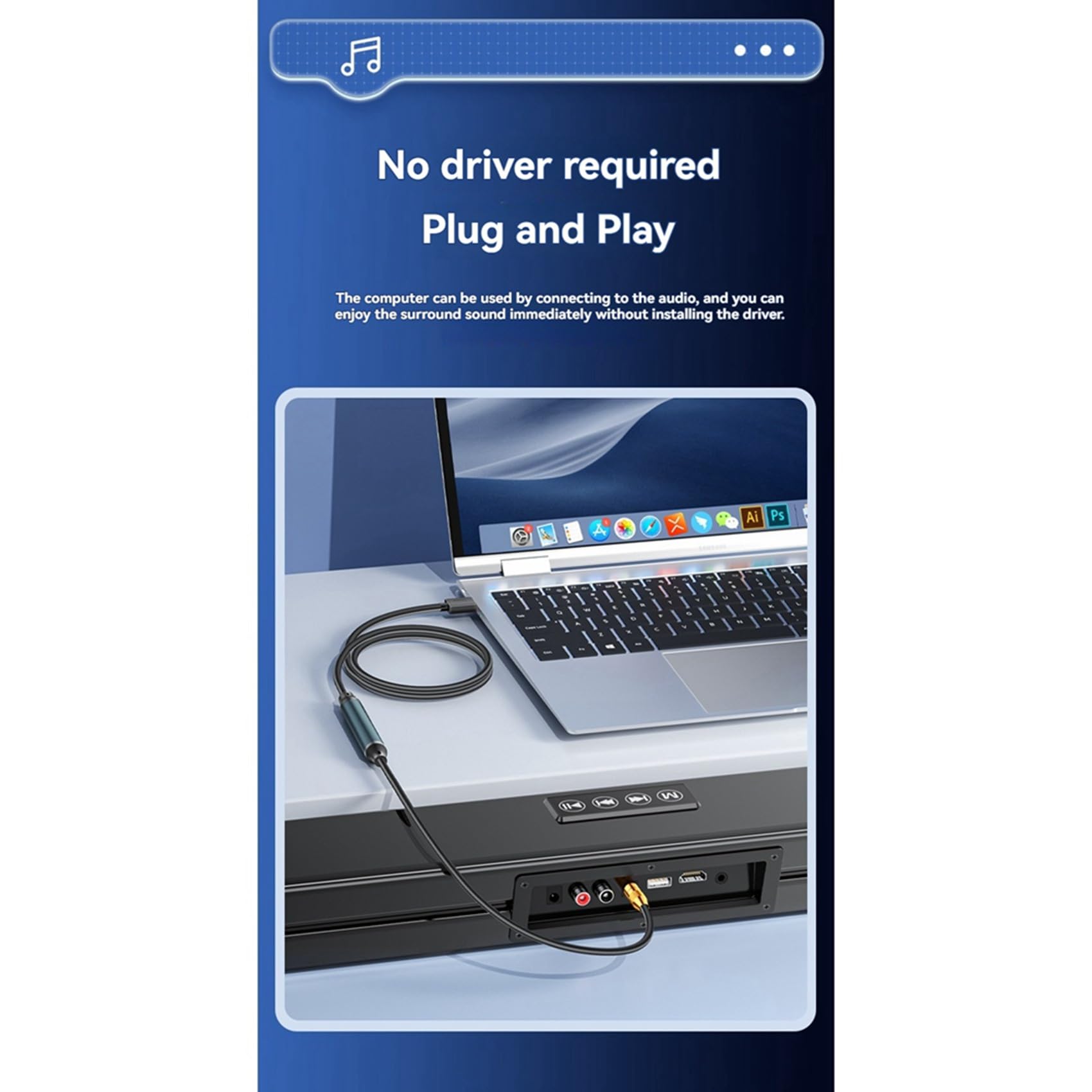 2X Convertidor de USB A SPDIF Óptico Adaptador de Sonido Analógico A Digital para Mejorar el Sonido Cable Óptico para Consolas de Juegos HDTV