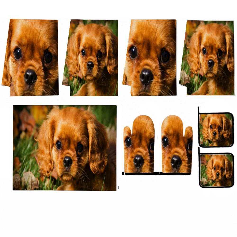 9PCS Cute Puppy Portrait2 Cucina Decor e Accessori Set