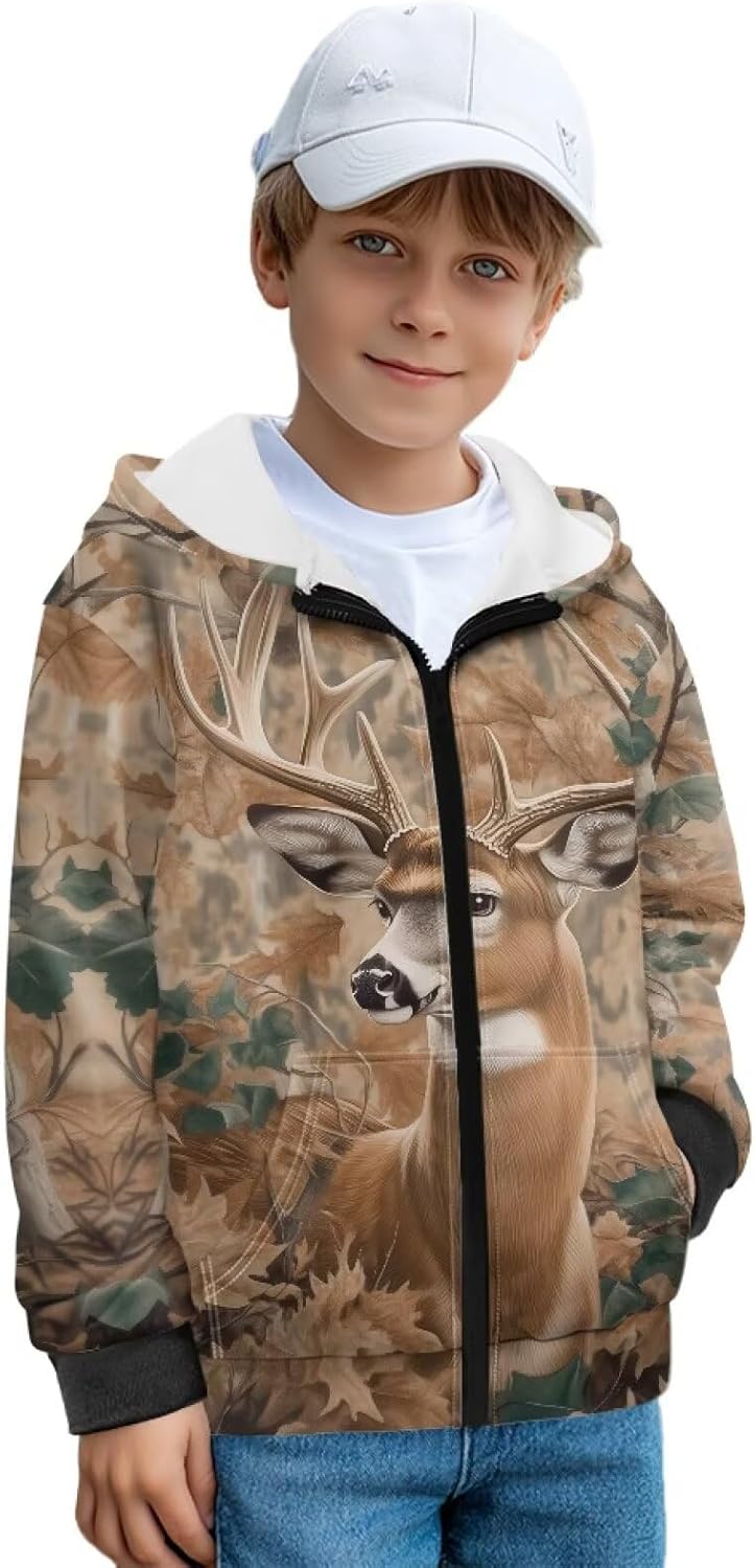 Kids Zip up Hoodies for Boys Fleece Jacket 6-16 Years Lightweight Winter Outdoor School Outfits with Pockets