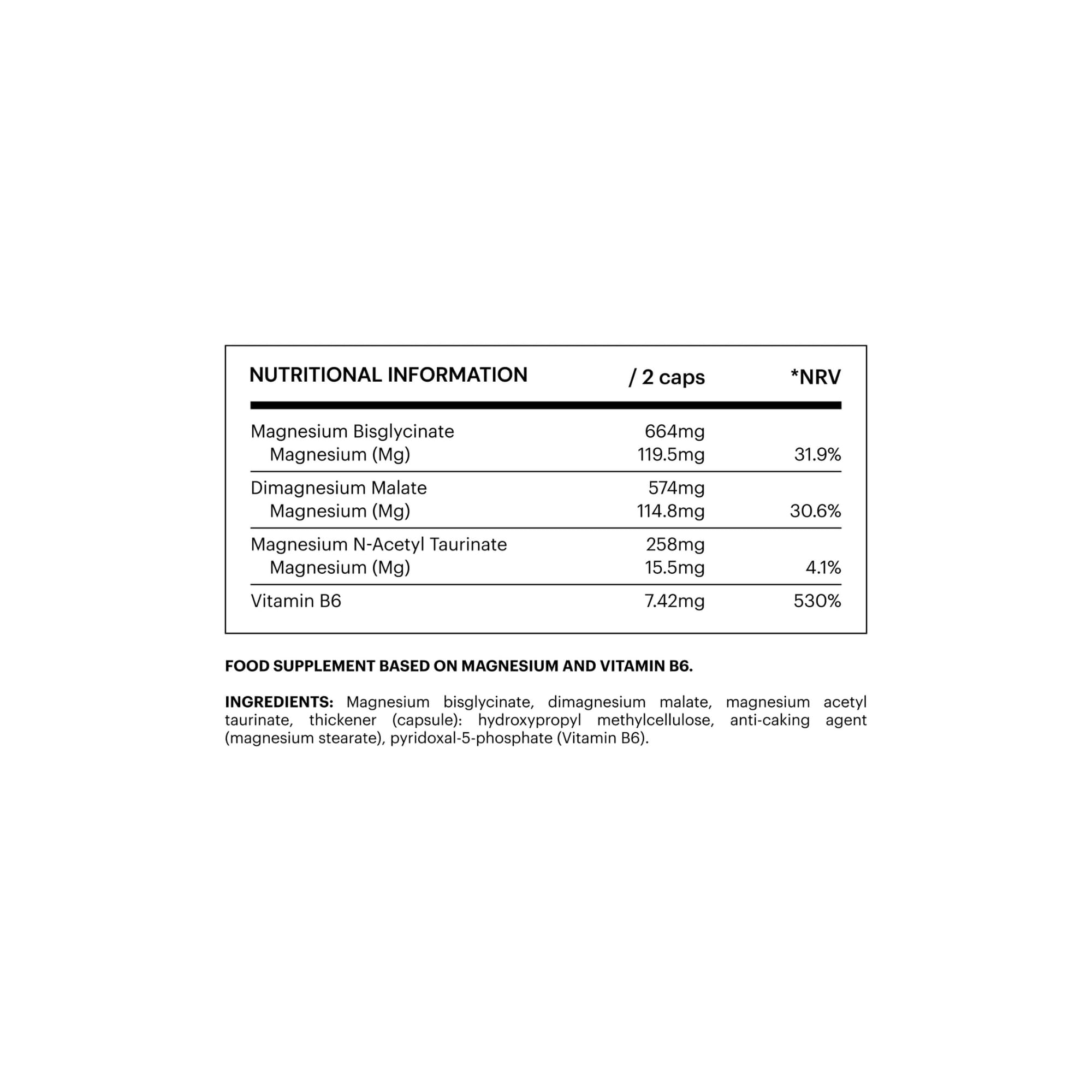 Magnesio Bisglicinato Malato Taurato Vitamina B6 120 Capsule be levels | Con Albion®, ATA Mg® e Quali-B®. Formula vegana. Senza glutine e lattosio. 2 capsule al giorno.