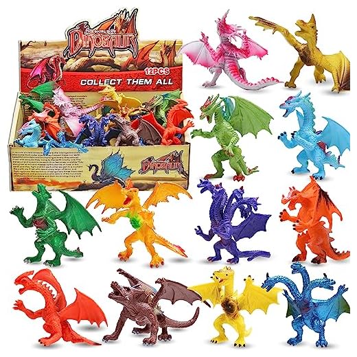 Dragon Toys,12 Piece Assorted Realistic Looking Dragon Figure,4 Inch Mini Dragons Sets with Gift Box,ValeforToy Non-Toxic Safety Materials ABS Vinyl Plastic Dragon,Party Favors Toy for Boys Kids