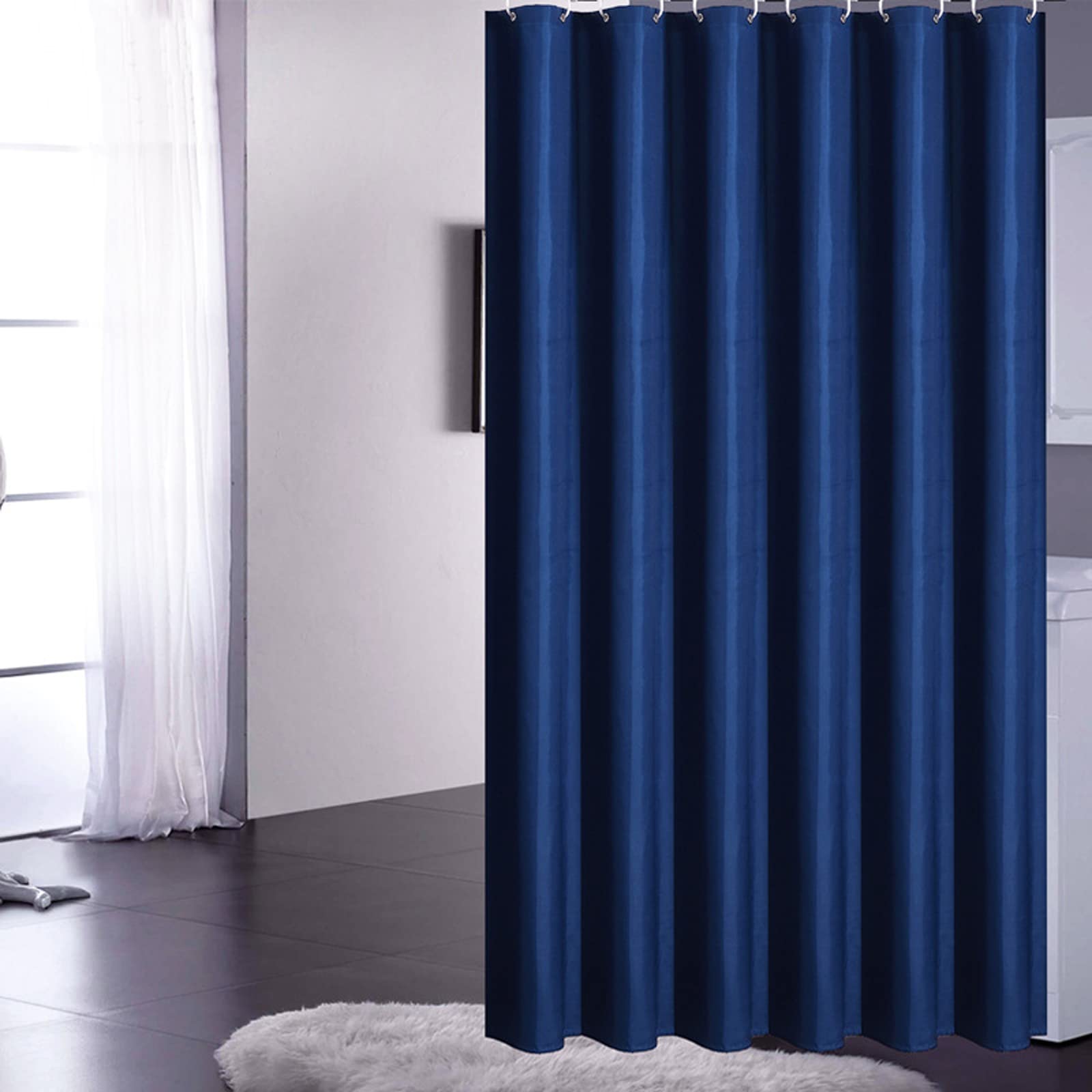 DEARARTBath Dark Blue Shower Curtain Liner for Bathroom, 72''*72''inch Fabric Cloth Shower Curtains with Grommet and Hooks, 100% Waterproof Machine Washable Easy Care Easy Clean Hotel Quality