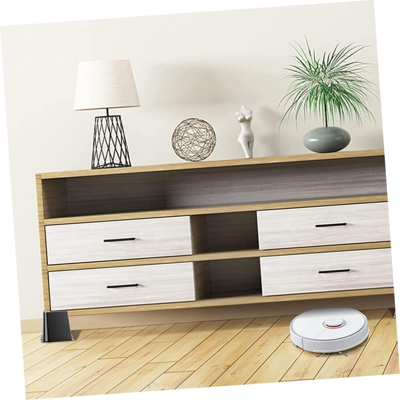 4pcs Furniture Risers Bed Couch Desk Elevators with Non-Slip Base Floor Protectors for Enhanced Storage and Stability Black Rubber Anti-Scratch Design