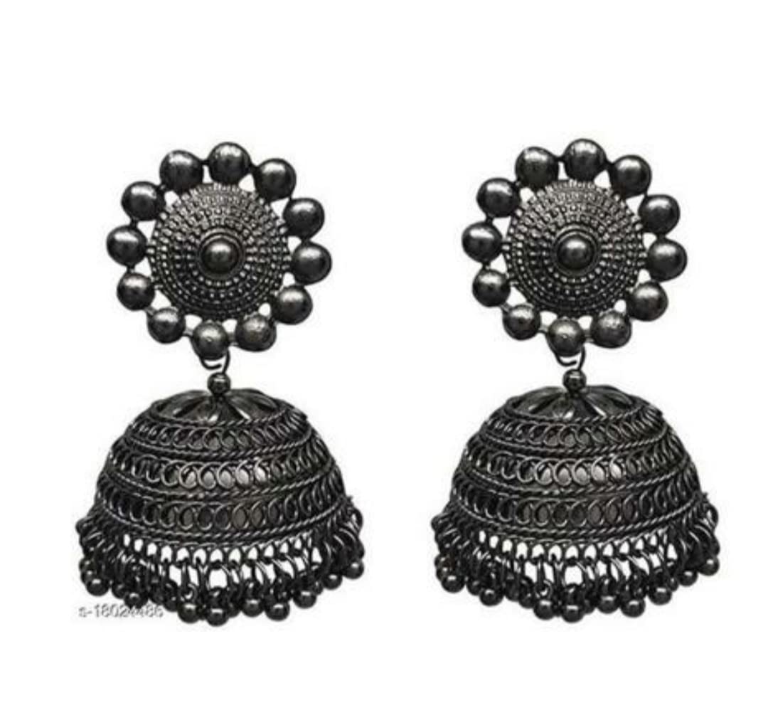 Just In Jewellery Oxidised Silver Black Dome Shaped Trendy, Silver Look Alike, Antique Jhumki/ Jhumka Earrings For Girls & Women (B0BRNHY4SV) Amazon Price History, Amazon Price Tracker