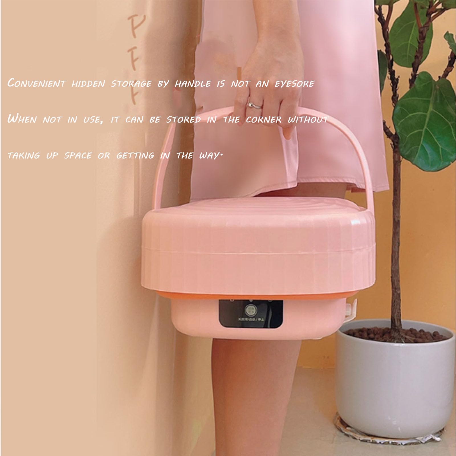 Machine à Laver Pliante Domestique pour Une Seule Personne, Machine de Nettoyage de sous-vêtements Semi-Automatique, Mini (Yellow)