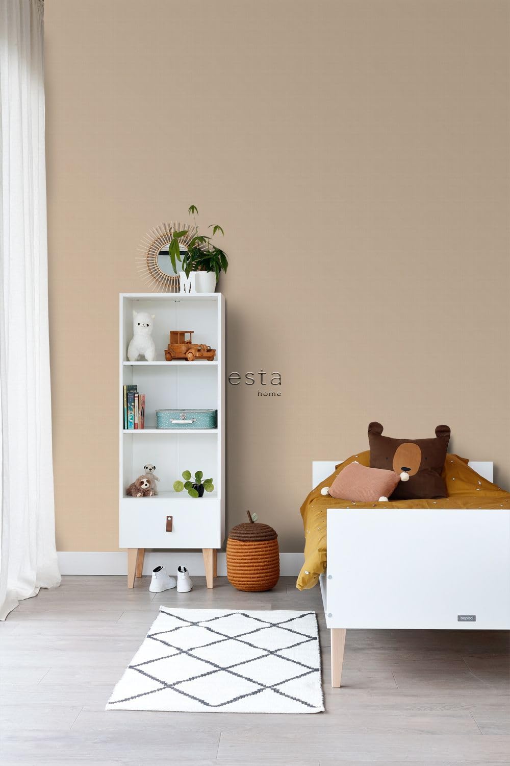 ESTAhome Tapeta lniana tekstura ciepły beż 53 cm x 10.05 m