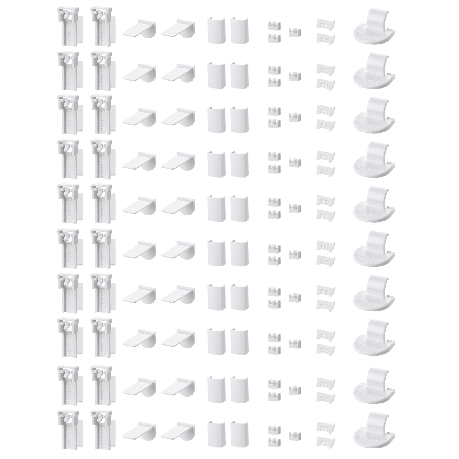 20 Kit 120 Piece Pleated Replacement Parts Set, Clamp Support, Accessories, Klemmfix Bracket for Blinds Installing, White