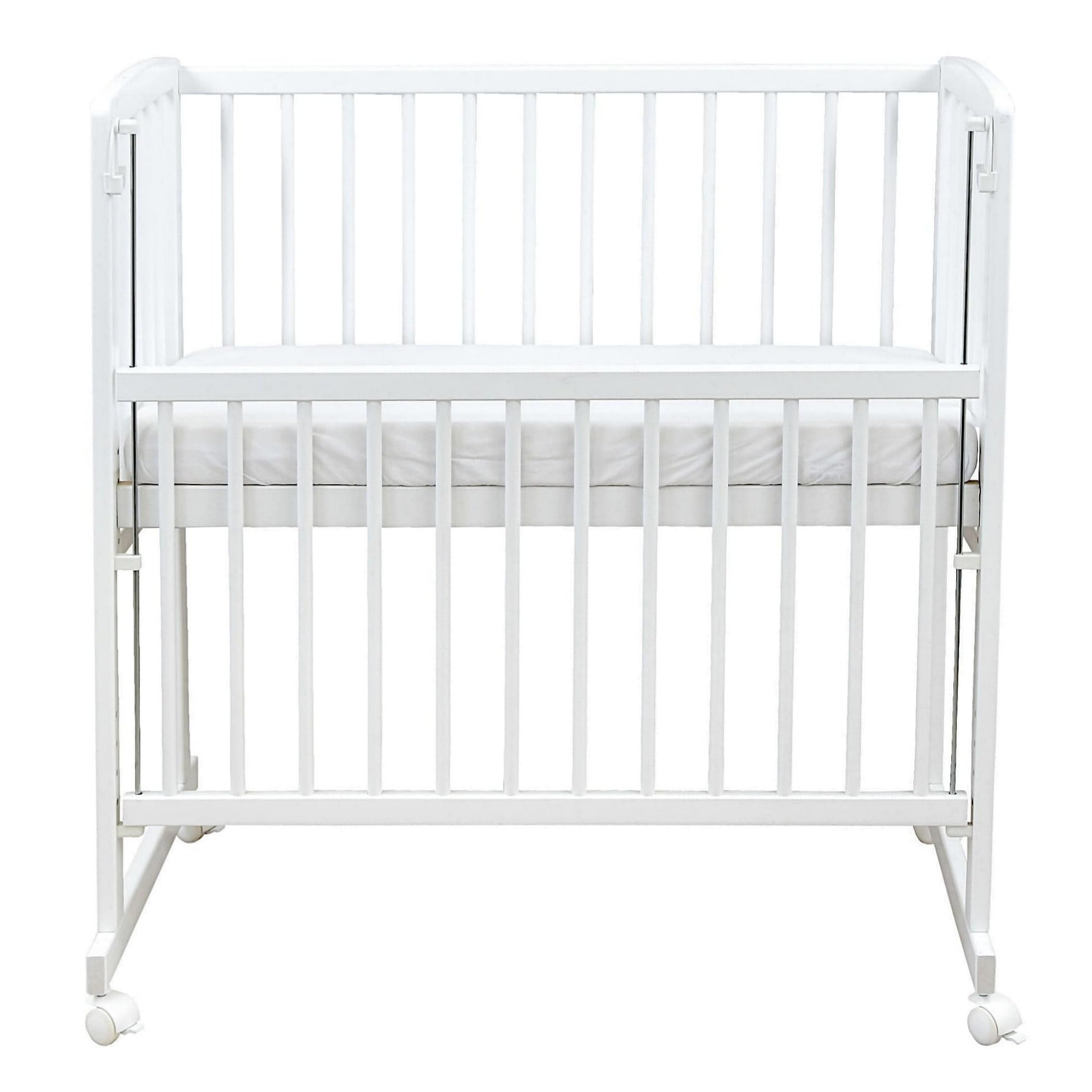 Baby Beistellbett weiß 90x40 cm höhenverstellbar mit Rädern und Matratze inkl. Kuscheltier Teddy