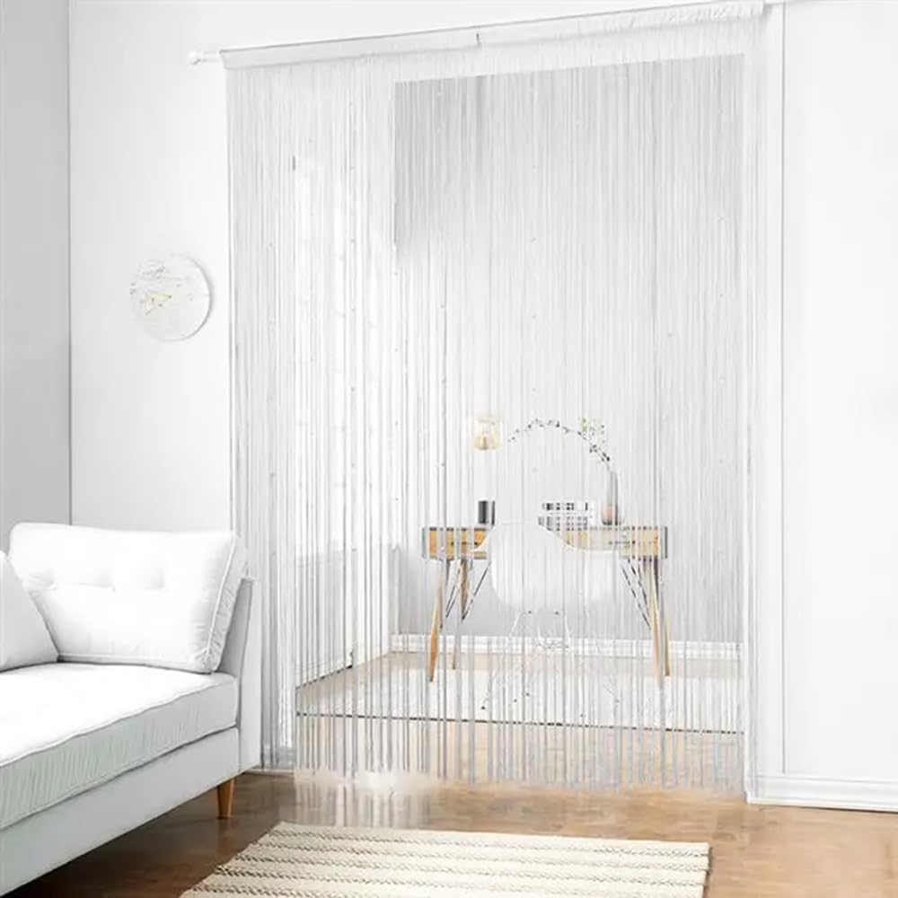 Türvorhang mit Fransen 3 * 3M Fadenvorhang Fransenvorhang Raumteiler Schnurvorhang Seilvorhang Streifenvorhang Insektenschutz Fadengardine für Hochzeit Party Windows Terrasse Hintergrund Deko