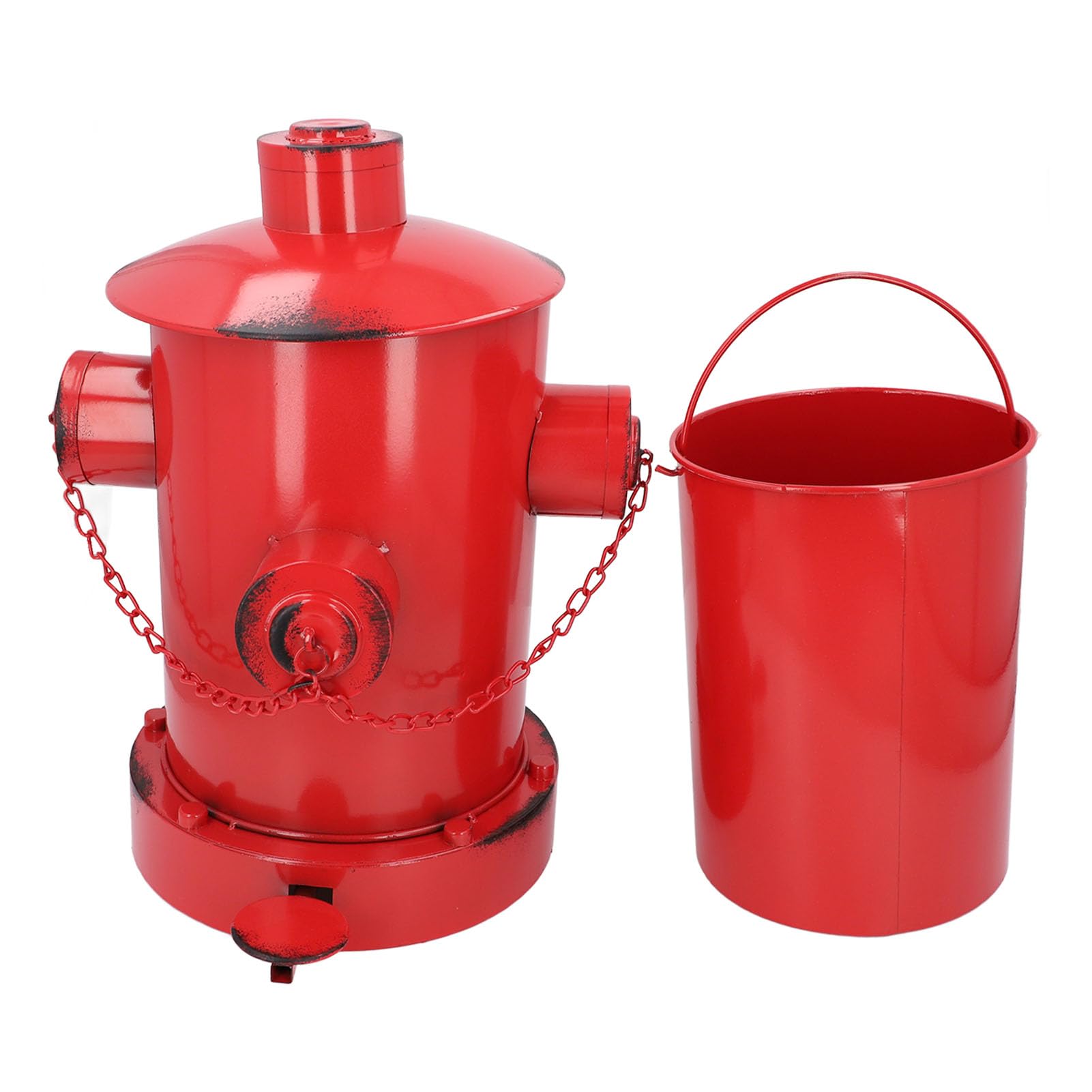 Bote de Basura para Boca de Incendios, Cubos de Basura de Hierro Decorativos de Estilo Industrial Retro para Interiores y Exteriores con Cubo para Jardín, Hogar y Cocina (Rojo)