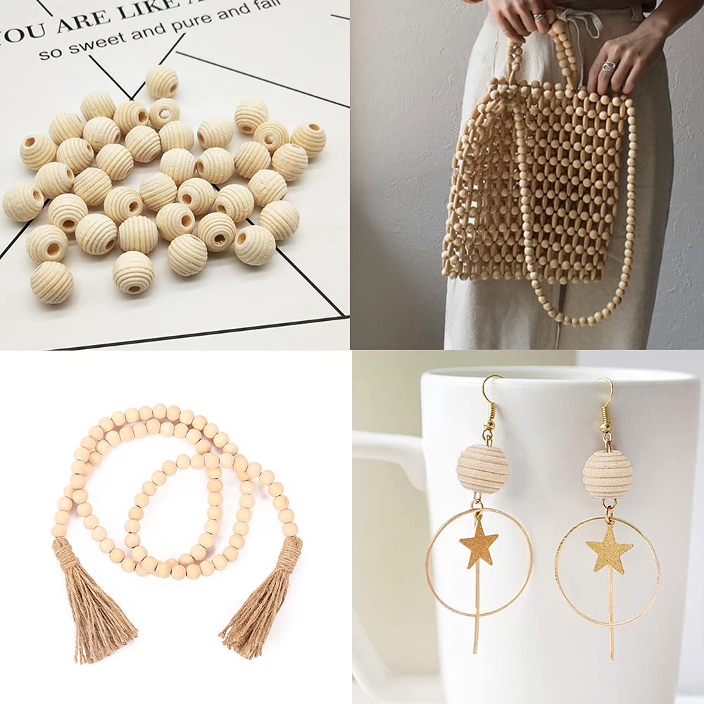 Confezione da 100 perline di legno naturale a forma di stella, palline di legno con foro per lavori artigianali, infilatura, gioielli fai da te, braccialetti, collane, decorazioni (Colore legno