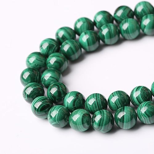 Miniatura 4 de 31 cuentas de malaquita verde natural de 0.236 pulgadas (0.236 in) de piedras preciosas AAA, redondas y sueltas para hacer joyas, pulseras y