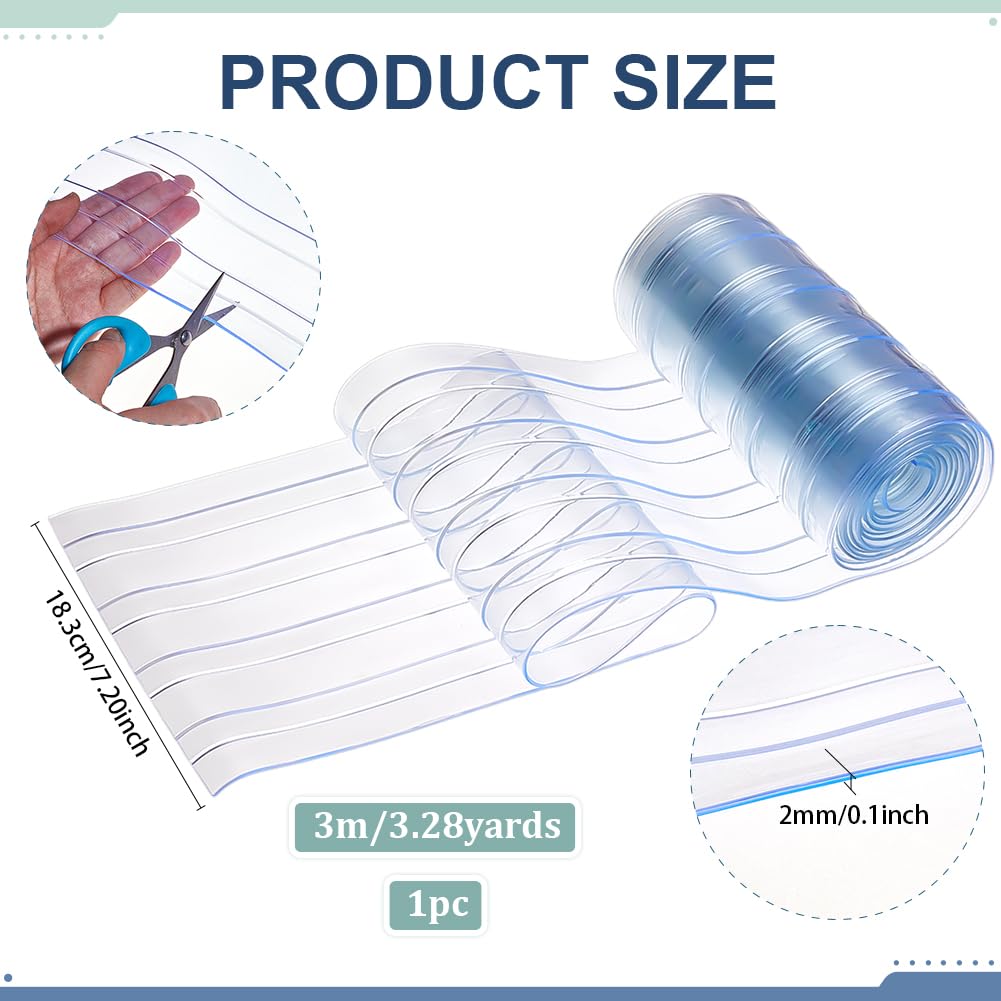 BENECREAT Striscia di Ricambio In Vinile di Plastica Da 3 m, Tenda In PVC Trasparente A Coste Da 183mm di Larghezza per Sportello Della Cuccia Del Cane, Inverno, Congelatore, Commerciale, Blu