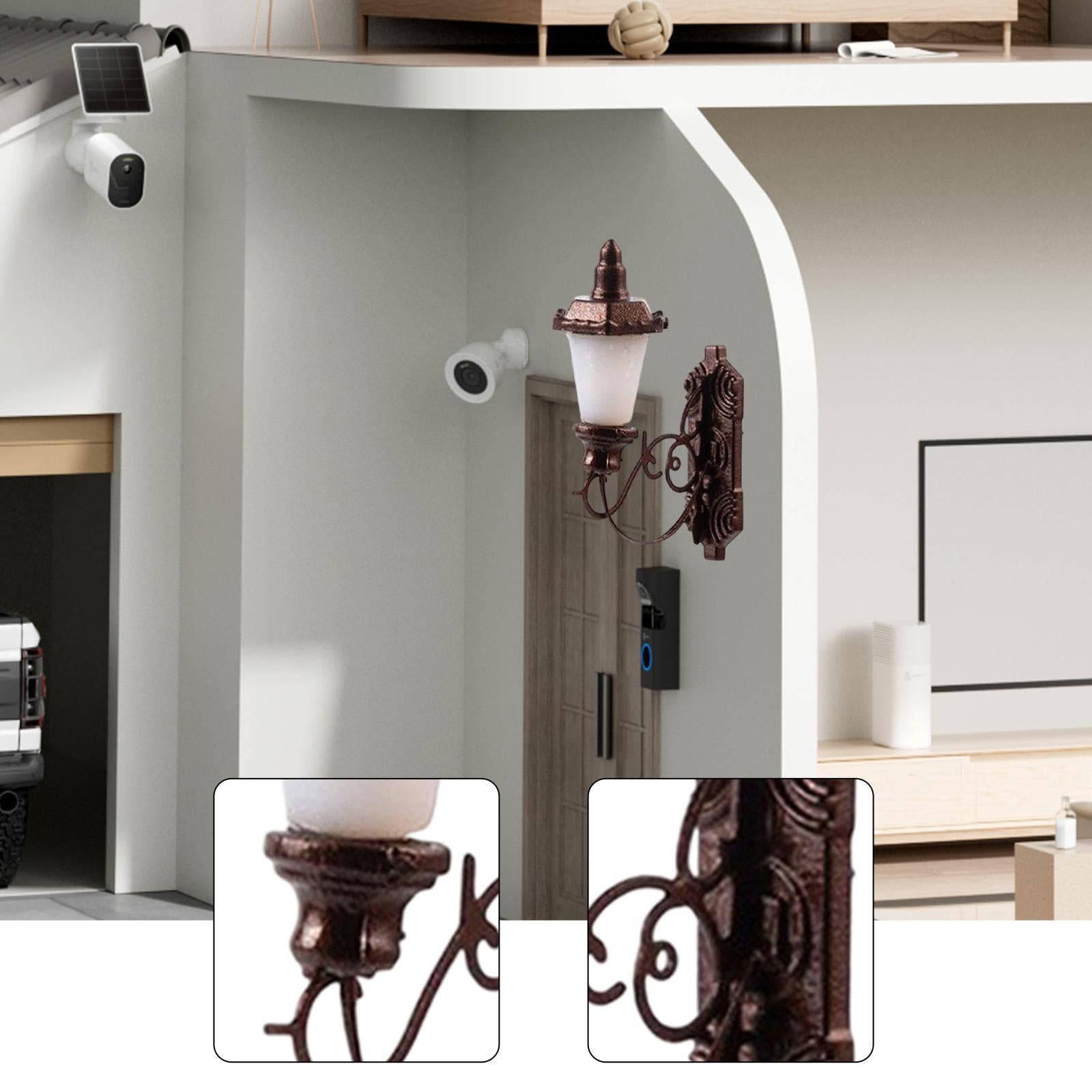 INOOMP 5 Appliques Murales Miniatures Bronze – Lumière Chaude – Maison De Poupée, Maquettes – Acier Inoxydable – 3V/12V