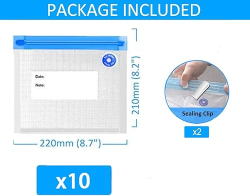 Miniatura 2 de Bolsas Sous Vide sin BPA, reutilizables al vacío, bolsas con cremallera, tamaño cuarto de galón, funciona con bomba de mano, 10 unidades (pequeñas)