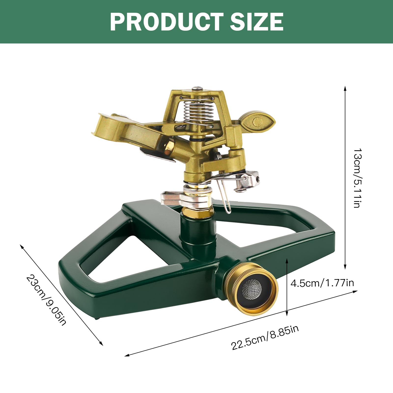 Sprokler de Césped con Base de Metal, Rociador de Césped Rotativo 360 °para Grandes Cubiertas de Superficie, Sistema de Riego para Céspedes, Plantas, Céspedes de Agua de Jardín