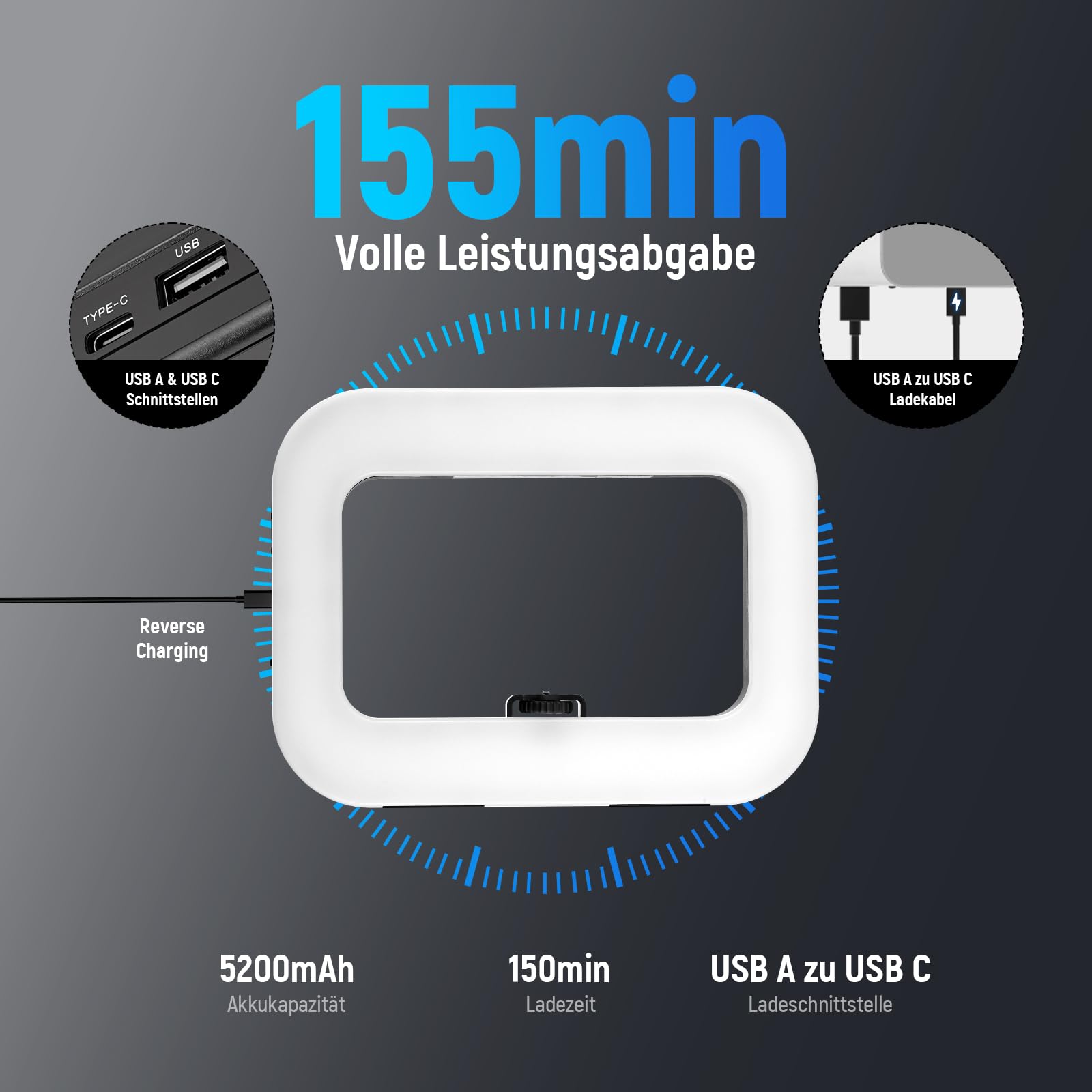 NEEWER Entry Level Version Handy Video Rig mit Selfie Licht, Handstabilisator mit 20W zweifarbigem LED Ringlicht, 3 Blitzschuhen/5200mAh Akku/CRI80+ für Selfie Streaming und Vlog, NL200B