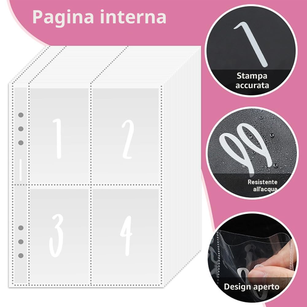 Libro del risparmio A5, 100 Envelope Savings Challenge, Challenge del risparmio, Agenda risparmio soldi con buste, 5050€ (Rosa)